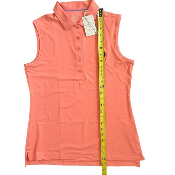 Peter Millar Women Sleeveless Button Golf Shirt UPF 50+ #LS22EK02S Orange Small - Picture 8 of 8